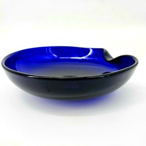 Elsa Peretti Signed Thumbprint Bowl for Tiffany and Co in Cobalt Blue. 11x10x3in